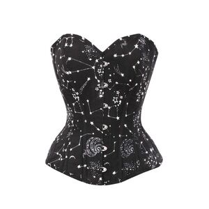 Corset Story Astronomy Black Overbust Cotton Corset Sweetheart Neckline UK 8 XS